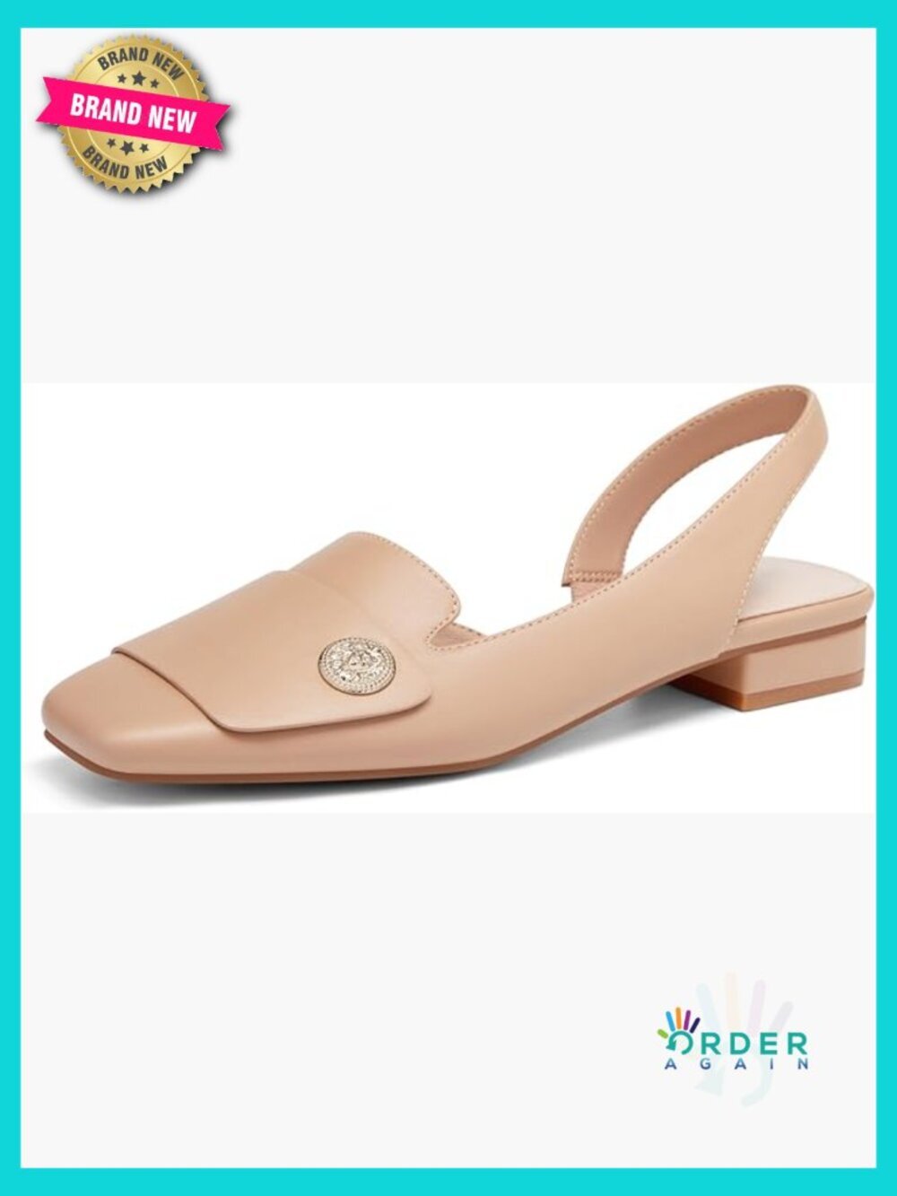 Chunky Low Heels Slingback Square Toe D'Orsay Pumps Slip On Dress Shoes